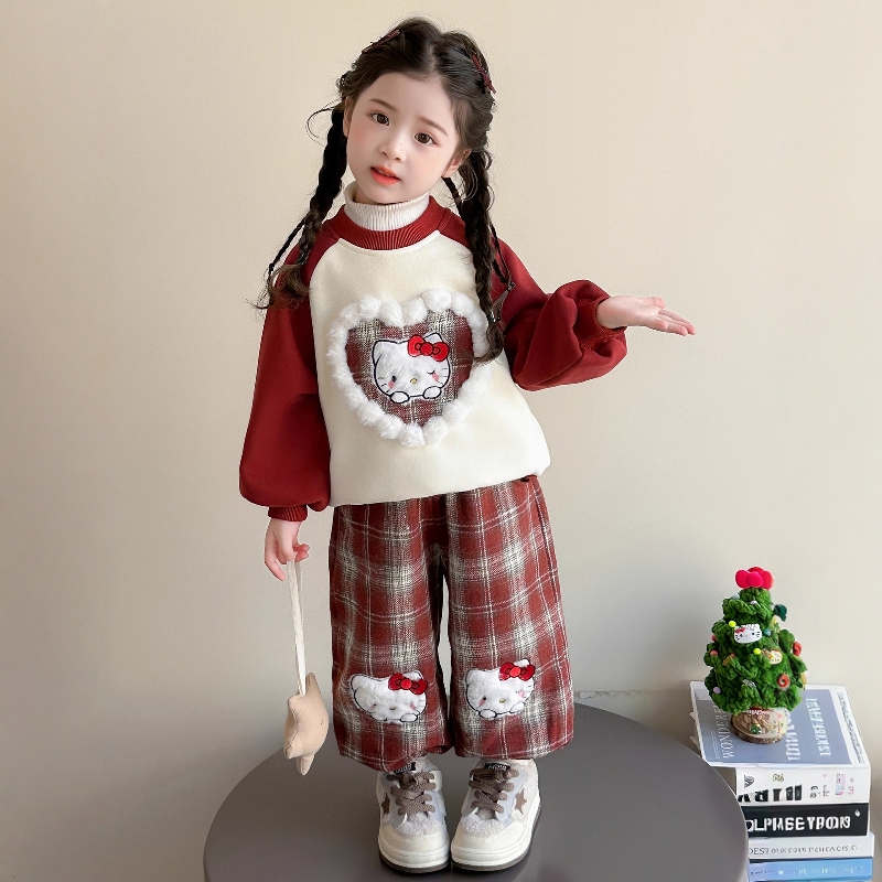 法国Uamtor女童洋气加绒卫衣套装