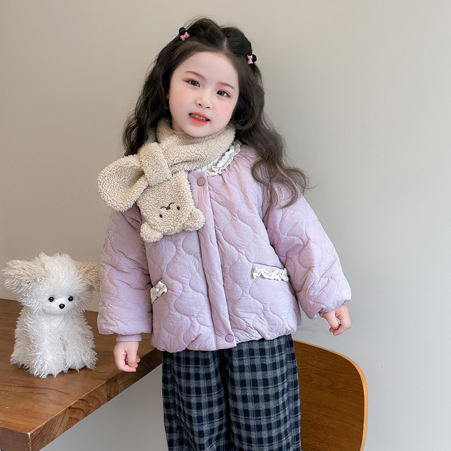 Uamtor女童时髦夹棉洋气加厚外套