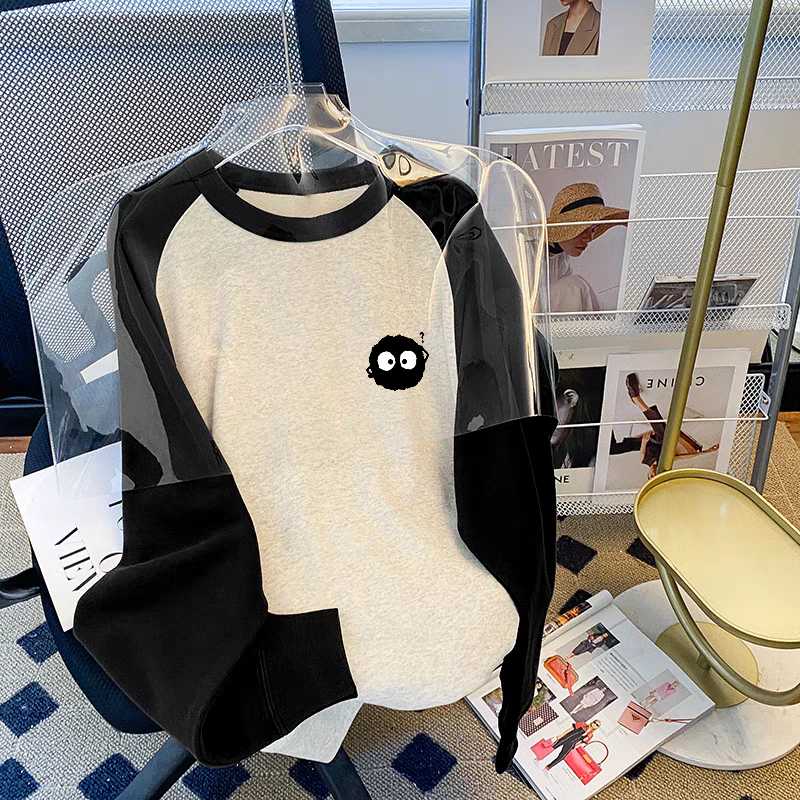 女童撞色卫衣新品上衣服圆领春秋