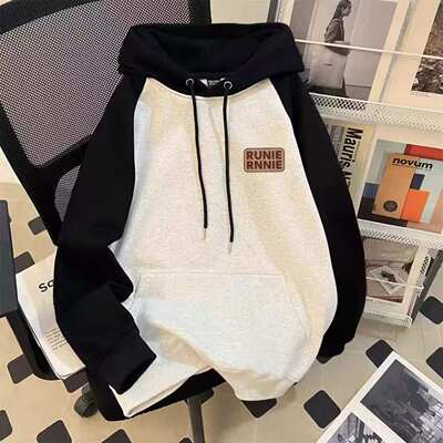 男童美式撞色连帽卫衣纯棉帽衫