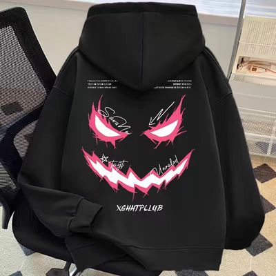 男童美式酷帅恶魔笑脸印花卫衣