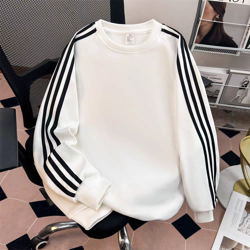女童潮牌美式三条杠圆领卫衣