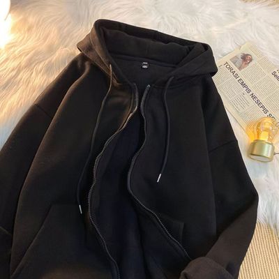 中大童黑色秋冬季加绒加厚开衫