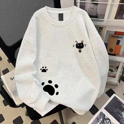 女童日系洋气纯棉圆领卫衣无帽