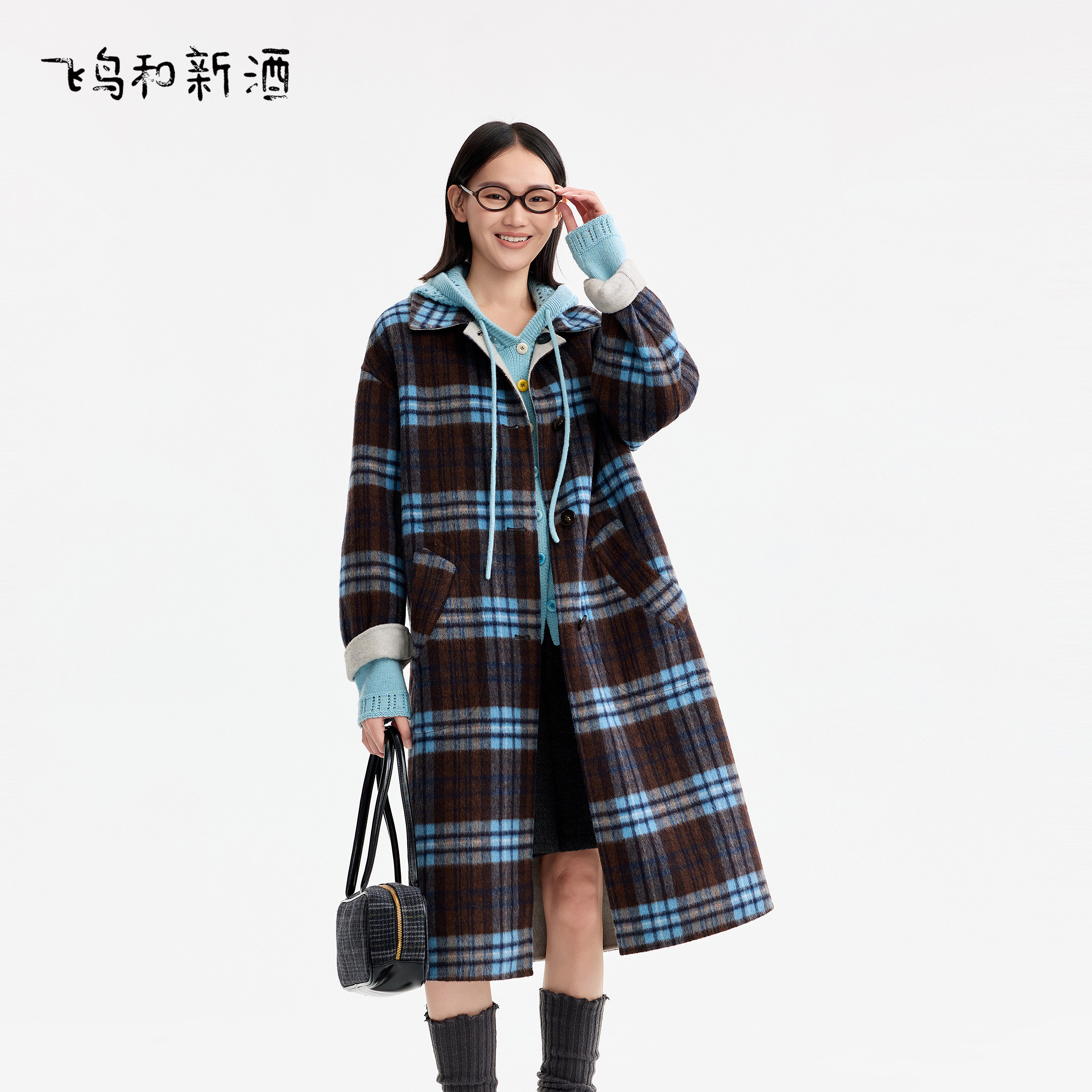 飞鸟和新酒商场同款2025冬季新款中长双面呢毛呢大衣女FZ57052001