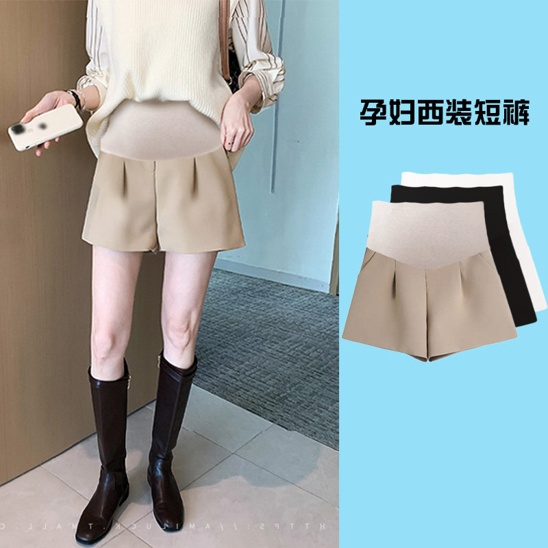 2023孕妇新款春夏季西装短裤外穿薄五分宽松休闲阔腿高腰托腹短裤