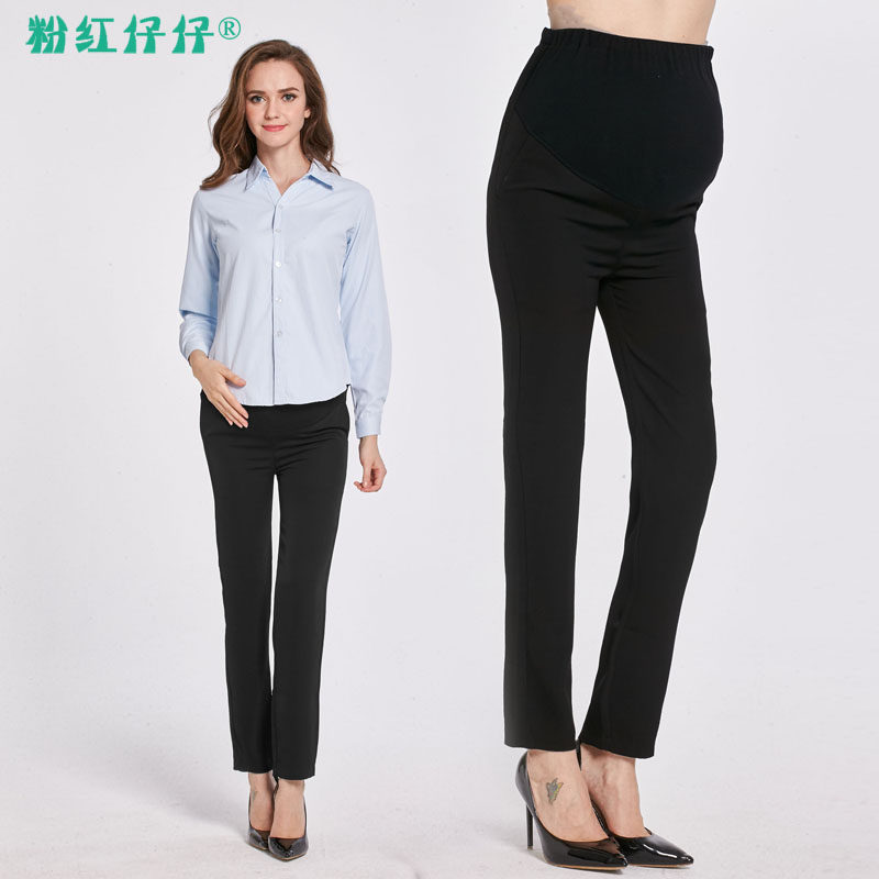 孕妇装长裤子春秋夏季黑色直筒孕妇裤职业西裤外穿工装工作托腹裤