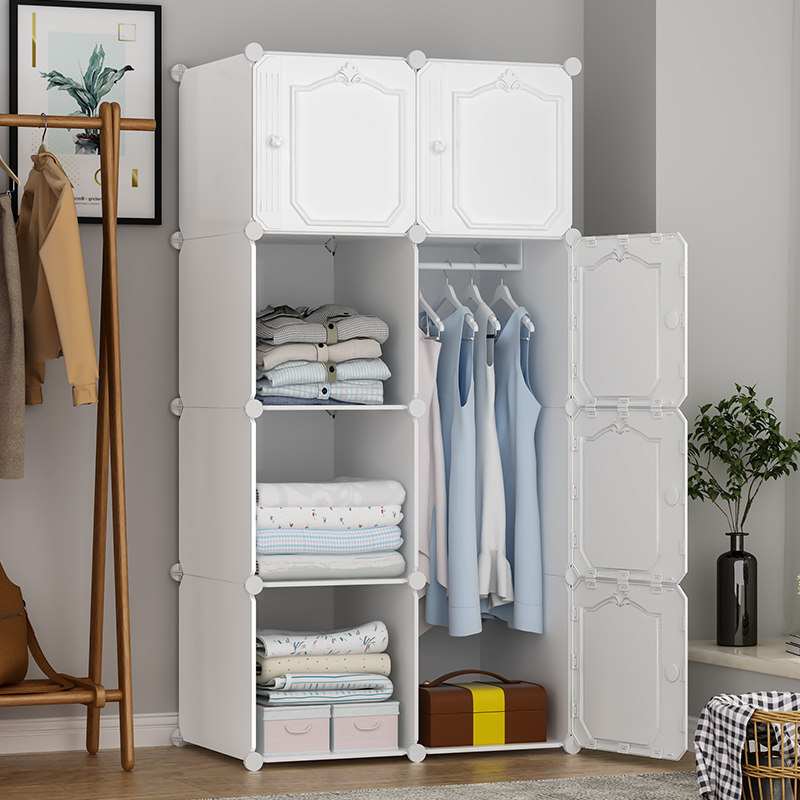 简易衣柜家用卧室简约现代布衣柜出租房用塑料组装大储物收纳柜子