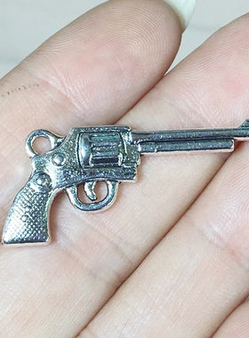 迷你武器 手枪 合金金属做旧古银色 玩具道具摆件DIY娃娃屋子兵人