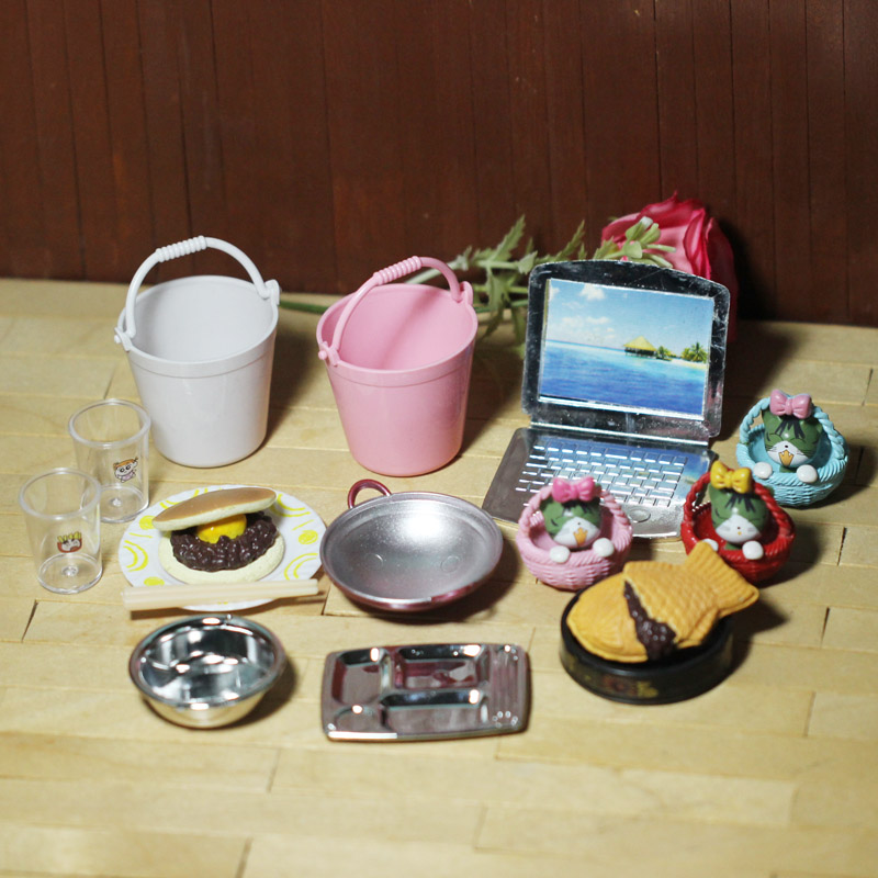 迷你食玩 餐盘子鸳鸯锅寿司盒 电脑篮子猫水桶346分BJD娃娃用道具