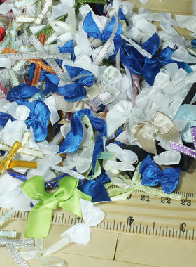 1元20个白色随机迷你1.7-4cm小花 蝴蝶结 丝带花 BJD娃衣胖次萝莉