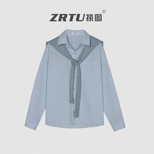 执图春季 ZR2336 ZRTU 长袖 衬衫 独立披肩 蜜蜂欢乐社 新款