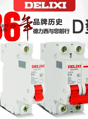 德力西DZ47S家用2P小型断路器D型动力短路保护16A20A25A32A40A63A