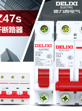 德力西空气开关2P家用63a空开32a 1P电闸DZ47小型总闸dz47s断路器