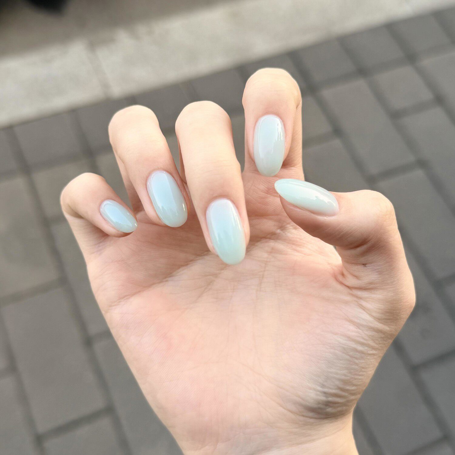 纯手工穿戴甲BabyBlue纯色美甲夏季新款清爽海盐蓝成品百搭显白