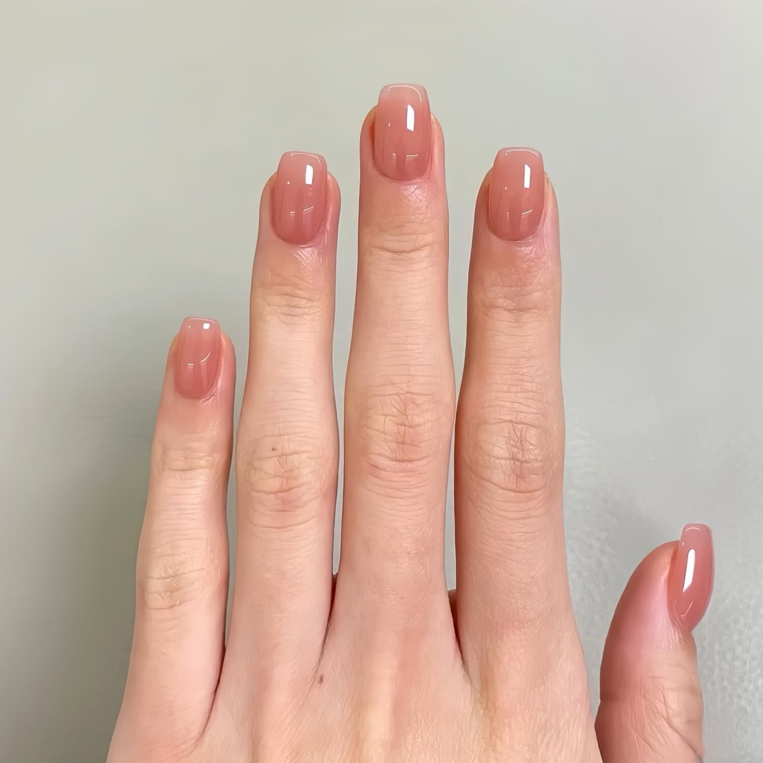 美甲尽头裸色手工美甲