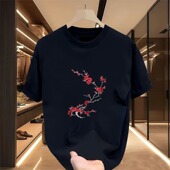 T恤男女款 夏季 国风印花上衣百搭潮牌透气情侣半袖 重磅纯棉短袖 衫