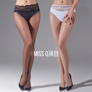 Miss Q性感蕾丝高端商务丝袜无痕开裆无缝超透连裤袜丝滑开洞黑丝