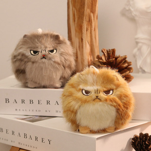 拉绳摇尾巴愤怒小猫玩偶公仔按压吱吱叫炸毛猫咪背包挂件玩具礼物