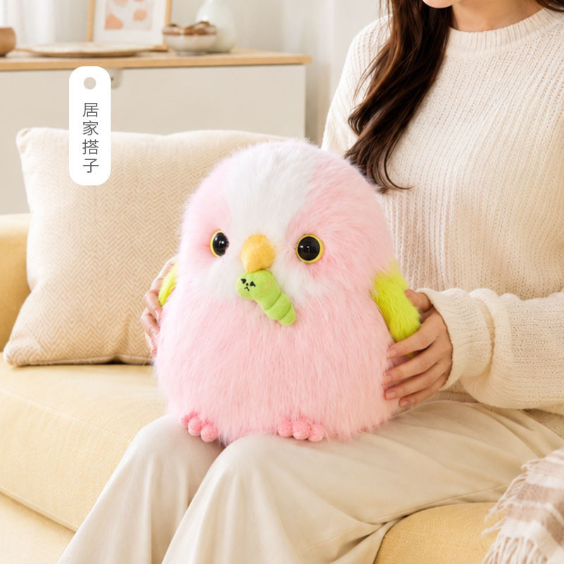 乐吉儿吃货抱枕大号毛绒蜜桃鹦鹉吸溜吃虫安抚陪伴玩偶男女孩礼物