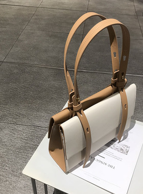 单肩包女通勤包真皮上班手提包两面背撞色小众设计感高级感托特包