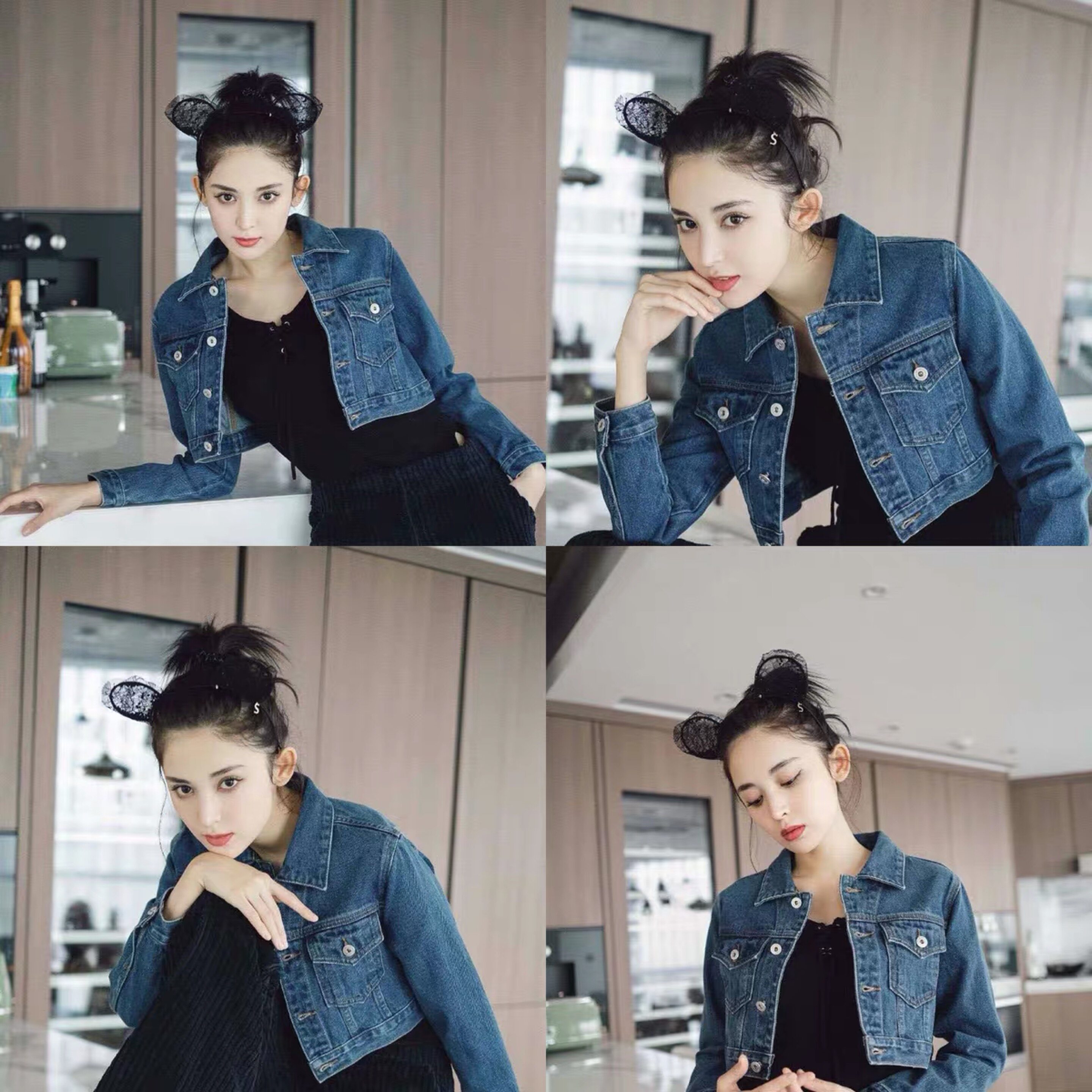 猫耳朵蕾丝发箍黑色蕾丝头箍洗脸