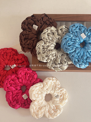 韩系手工编织爱心发圈小众设计ins博主同款花朵头绳头饰