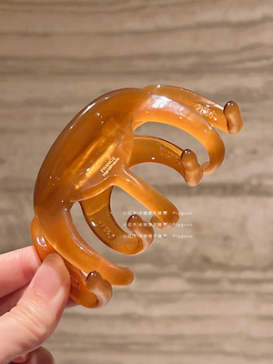 法式高级复古琥珀色醋酸抓夹大号发量多鲨鱼夹法标发夹发绳发饰