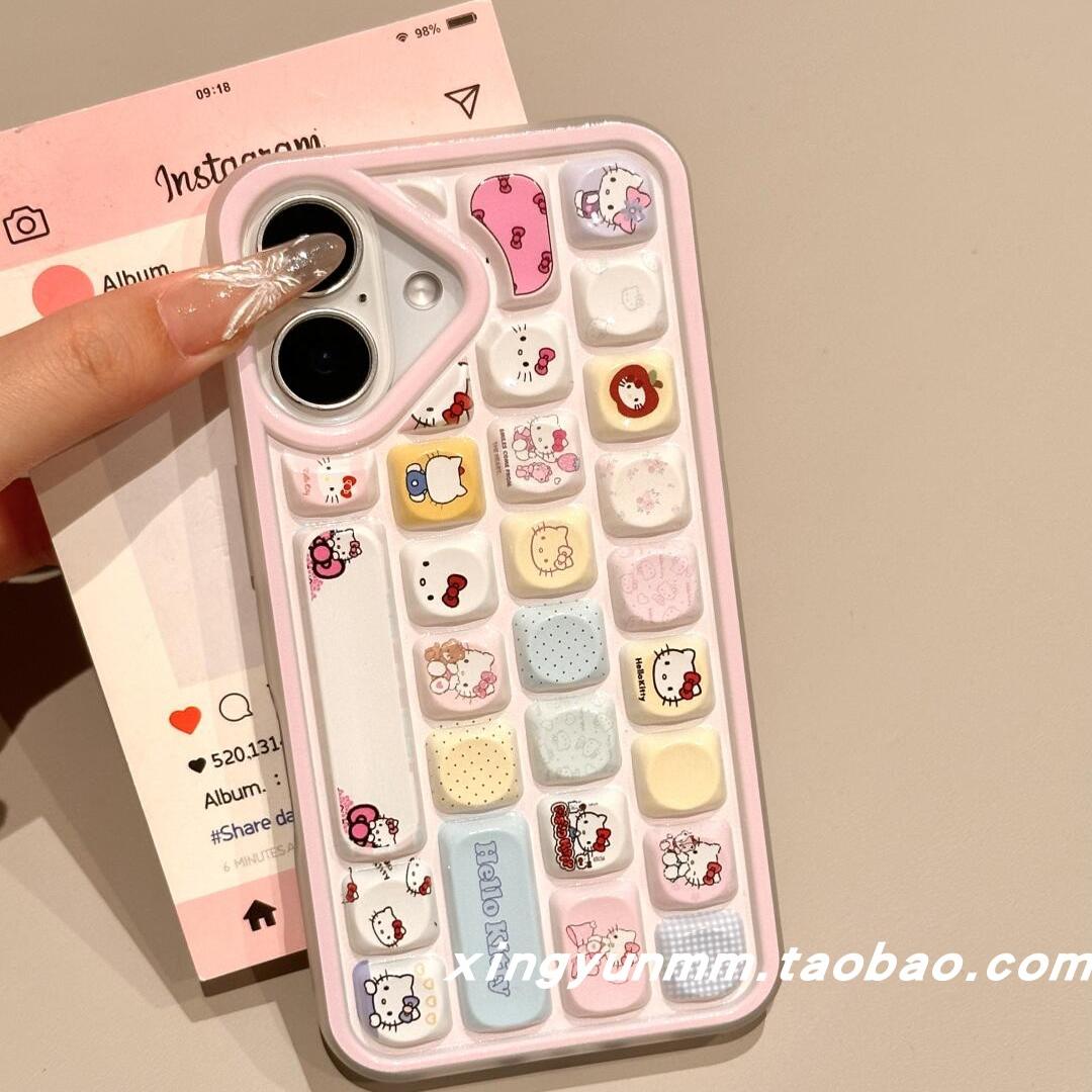 氧气满满趣味键盘猫咪适用苹果16promax手机壳iphone13新款15pro少女心14情侣12趣味创意ins韩系卡通