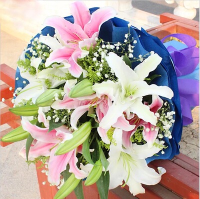 玫瑰百合花束南阳同城鲜花速递方城社旗新野内乡桐柏邓州南召油田