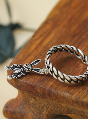 日韩链条兔子高级感复古动物S925