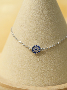 蓝色眼睛小巧恶魔甜美风银饰品