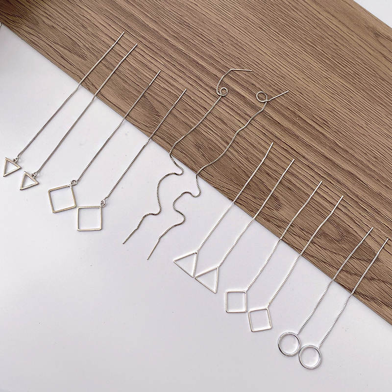 s925银耳线长款流苏气质简约几何