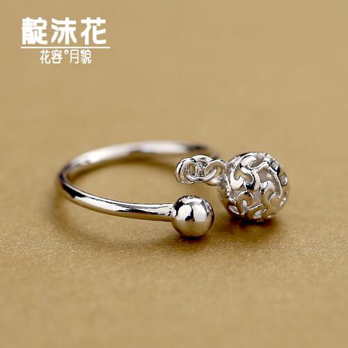 s925小球镂空花纹甜美气质银吊坠