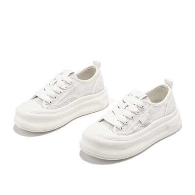 休闲风平底鞋圆头网面鞋