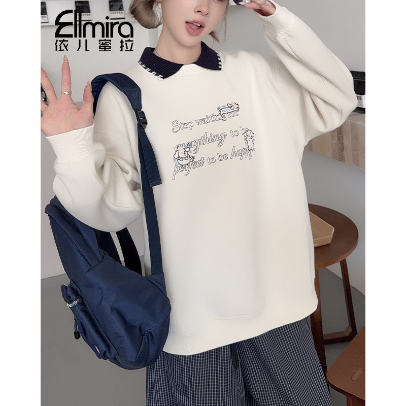 0559女童一体绒卫衣秋冬加厚大童保暖上衣2026新款洋气韩版冬装潮