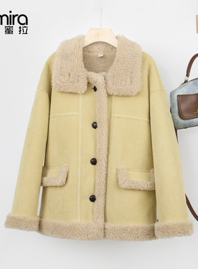 9704女童外套毛毛衣冬款翻领皮毛一体毛绒儿童上衣洋气高级