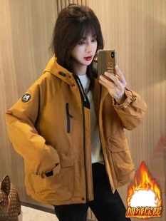 爆款 洋气2025秋冬新款 小个子上衣外套 时尚 加绒加厚派克服女士短款