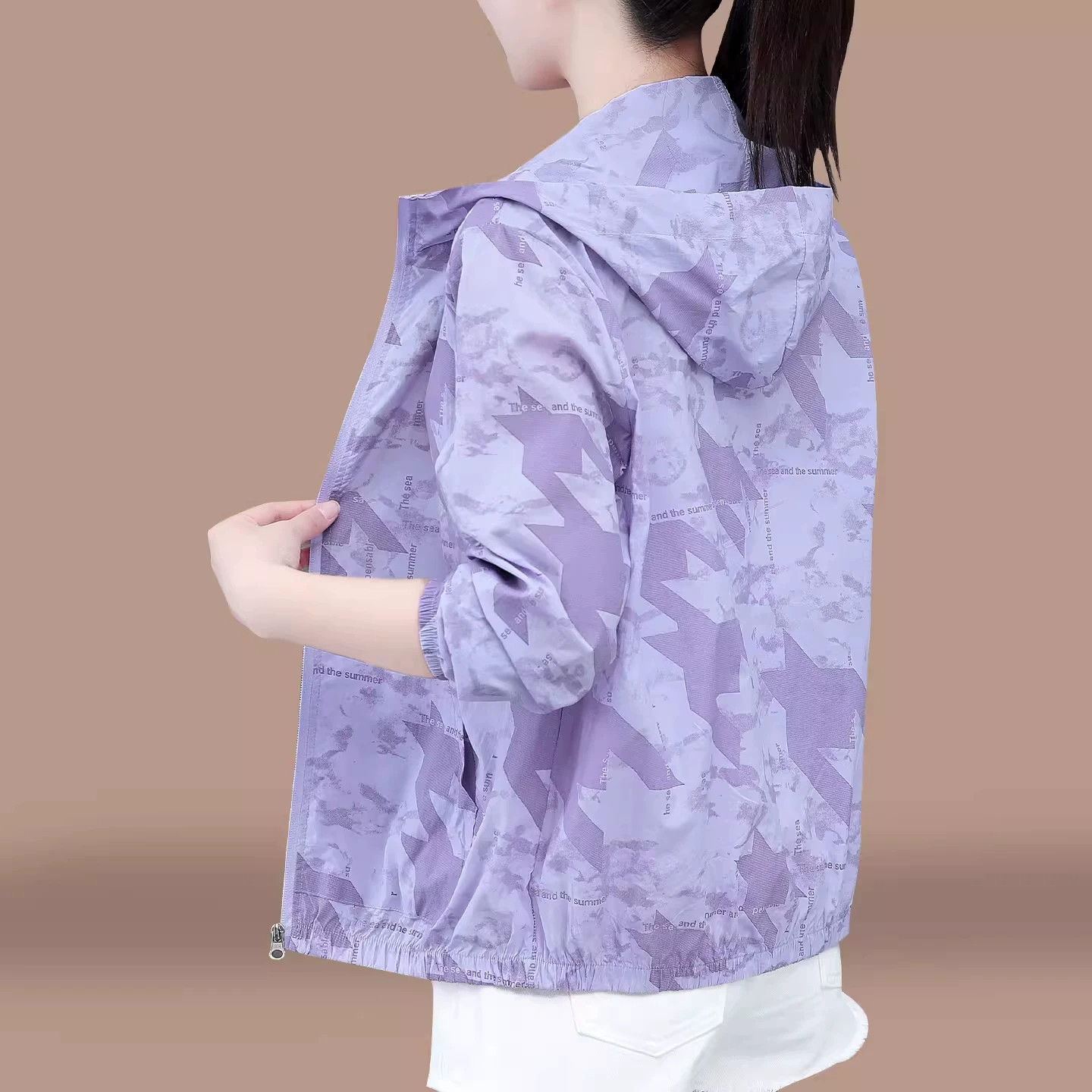 连帽防晒衣女款夏季2026新款防紫外线妈妈遮肉显瘦防晒服轻薄外套