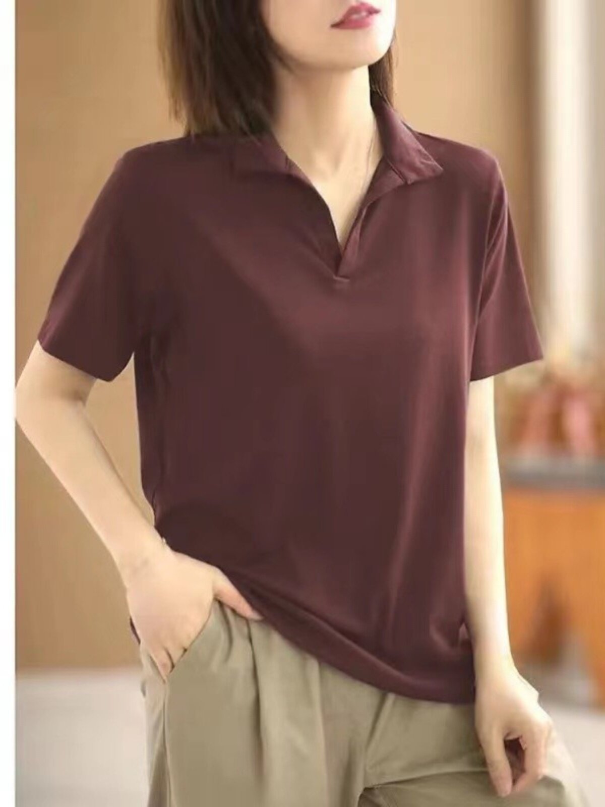 纯棉短袖T恤女夏季polo衫宽松显瘦大码休闲百搭薄款印花翻领上衣