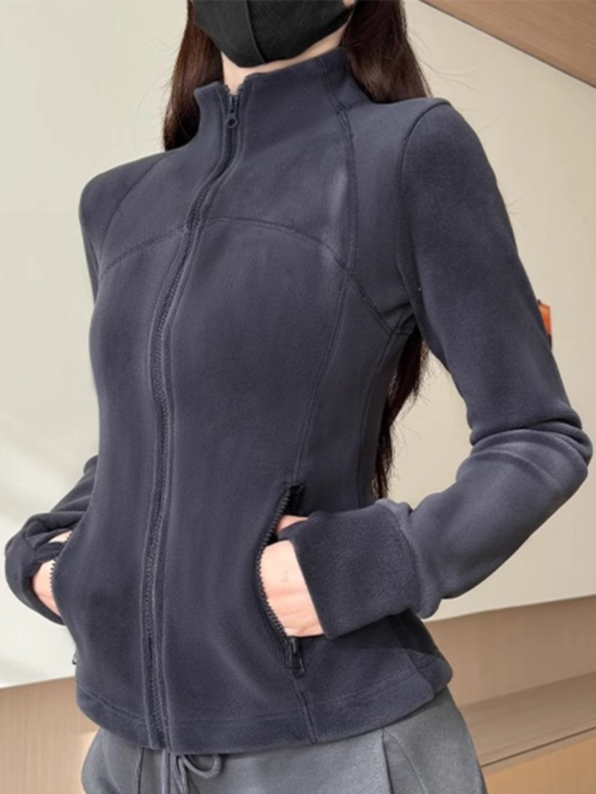 修身摇粒绒奥粒加绒卫衣外套女秋冬款2025新款显瘦洋气瑜伽服内胆