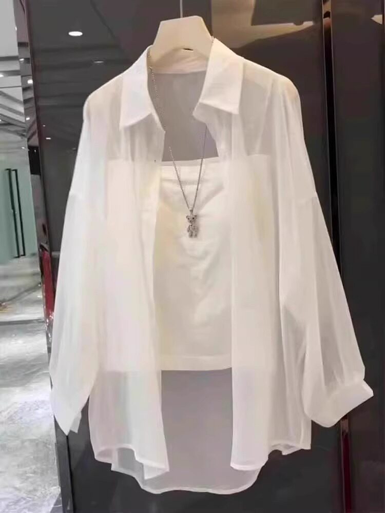 海边防晒开衫女夏季薄款配吊带裙外搭泳衣罩衫冰丝衬衫防晒衣上衣