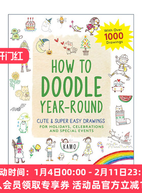 英文原版 How to Doodle Year-Round 如何全年涂鸦 特殊节日事件 庆祝活动 可爱卡通绘画指南 Kamo 英文版 进口英语原版书籍