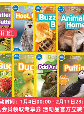 英文原版 National Geographic Kids Readers Pre-reader 国家地理预备级8册 儿童分级读物 动物系列 英文版 进口英语原版书籍