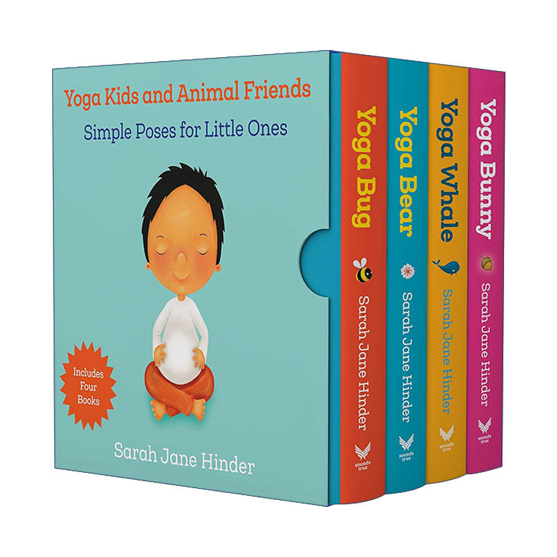 英文原版 Yoga Kids and Animal Friends Boxed Set 儿童瑜伽纸板书 4册盒装 含瑜伽熊瑜伽虫瑜伽兔瑜伽鲸英文版进口英语原版书籍
