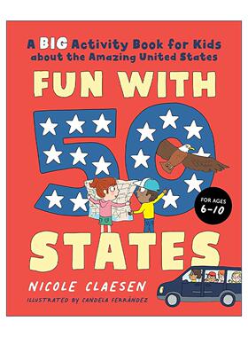 英文原版 Fun with 50 States 美国50个州科普百科 儿童益智游戏活动书 单词搜索 迷宫 涂色填色 英文版 进口英语原版书籍