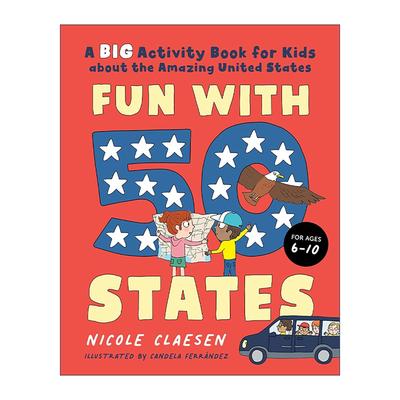 英文原版 Fun with 50 States 美国50个州科普百科 儿童益智游戏活动书 单词搜索 迷宫 涂色填色 英文版 进口英语原版书籍