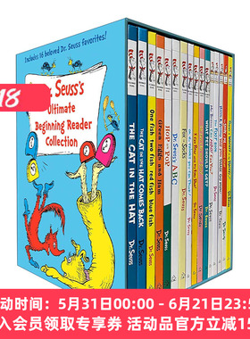 英文原版 Dr.Seuss's Ultimate Beginning Reader Boxed Set Collection 苏斯博士经典初级读物盒装套装 16册合集 戴帽子的猫
