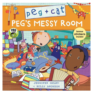 佩格与小猫数学绘本附贴纸2 乱糟糟的房间 英文原版 Peg Cat Peg's Messy Room 儿童英语绘本 卡通动画 英文版进口原版书籍