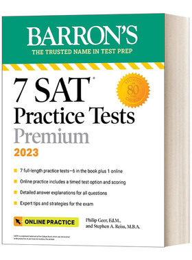 英文原版 7 SAT Practice Tests 2023 + Online Practice 巴朗 SAT考试7套练习题 附在线练习 适用2023 英文版 进口英语原版书籍